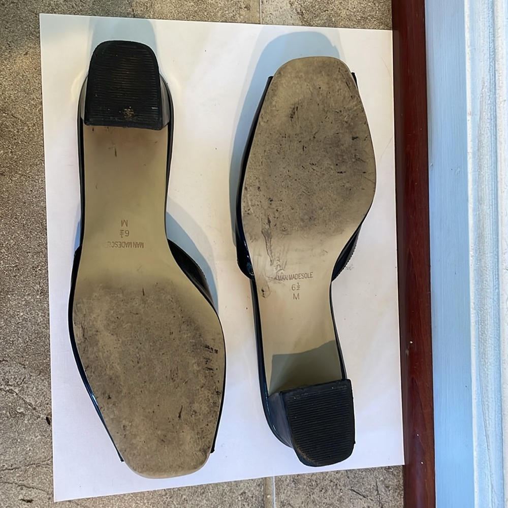 Vintage Ditto by Van Eli black leather open toe block heel mule sandals - Picture 4 of 4